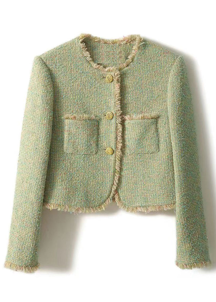 Drune | Grüne Knopftaschen Patchwork Baumwollmäntel