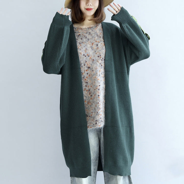 Drune | grüner übergroßer Strickcardigan Plus-Size Pullover Mäntel