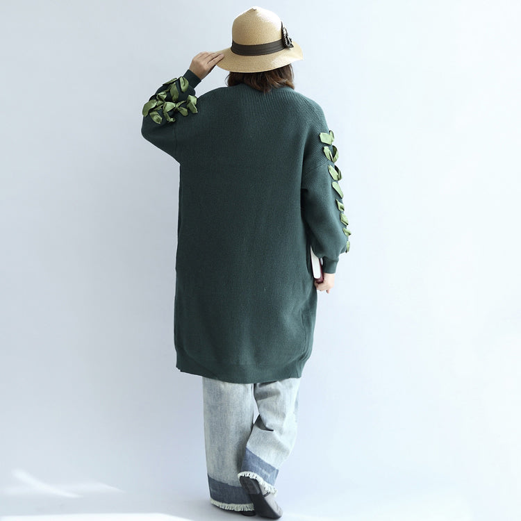 Drune | grüner übergroßer Strickcardigan Plus-Size Pullover Mäntel