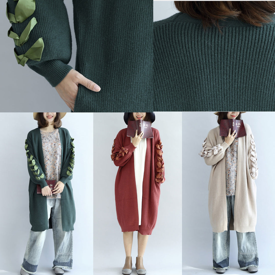 Drune | grüner übergroßer Strickcardigan Plus-Size Pullover Mäntel