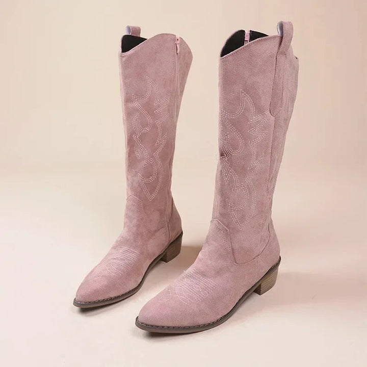 Drune | Bestickte Damen-Cowboystiefel – Schicke Western-Stil Stiefel mit bequemem Blockabsatz