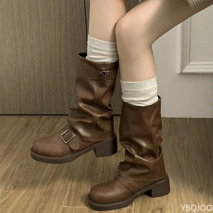 Drune | Cowboy-Stiefel - Trendige Retro-Stiefel aus Kunstleder mit bequemem Absatz für Herbst & Winter