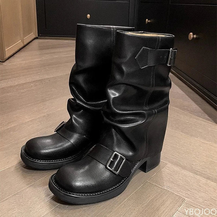 Drune | Cowboy-Stiefel - Trendige Retro-Stiefel aus Kunstleder mit bequemem Absatz für Herbst & Winter