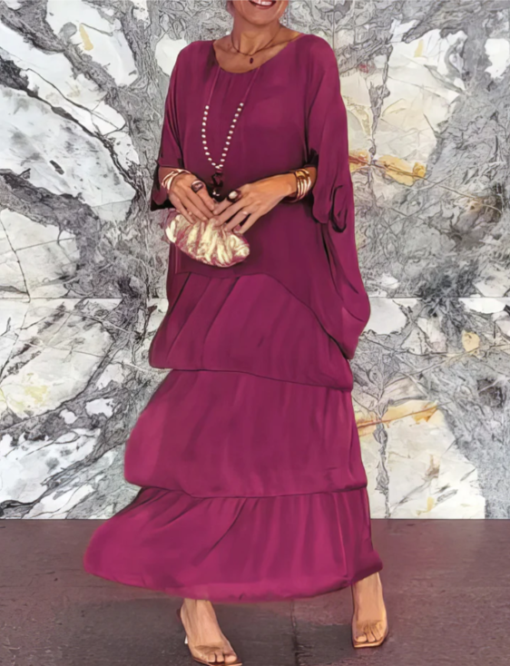 Drune | Elegantes Maxikleid mit weitem Rundhalsausschnitt