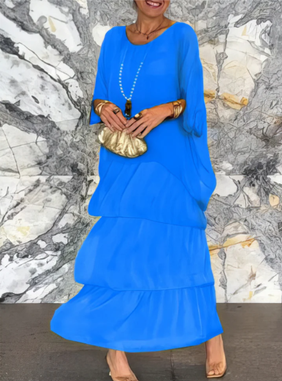 Drune | Elegantes Maxikleid mit weitem Rundhalsausschnitt