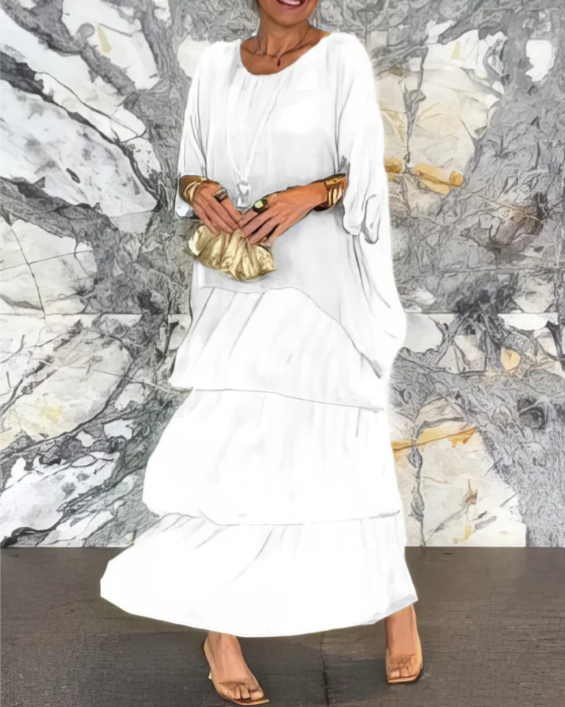 Drune | Elegantes Maxikleid mit weitem Rundhalsausschnitt