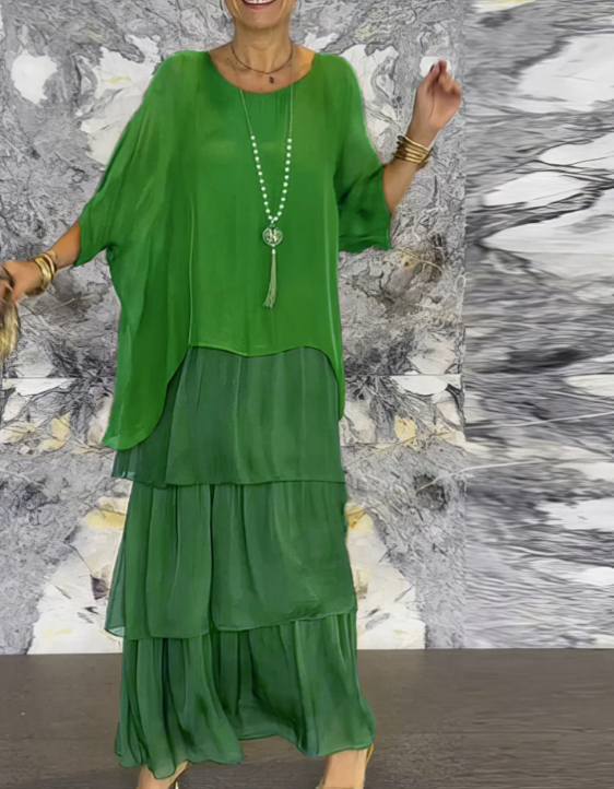 Drune | Elegantes Maxikleid mit weitem Rundhalsausschnitt