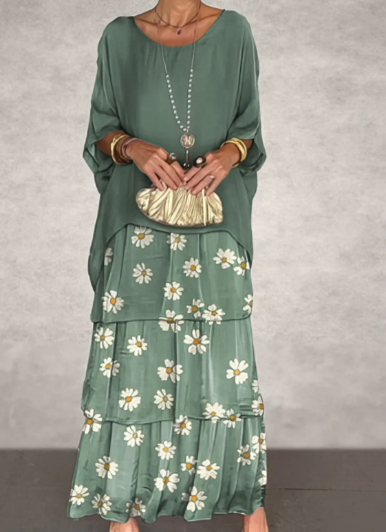Drune | Elegantes Maxikleid mit weitem Rundhalsausschnitt