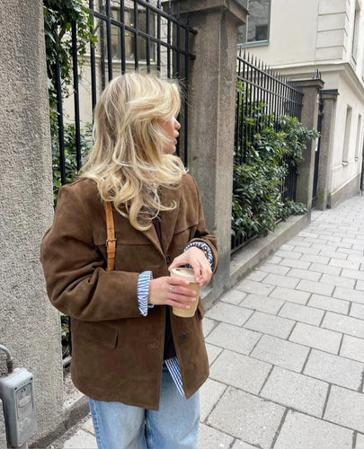 Drune | Weinlese Braun Übergröße Jacke Damenjacke