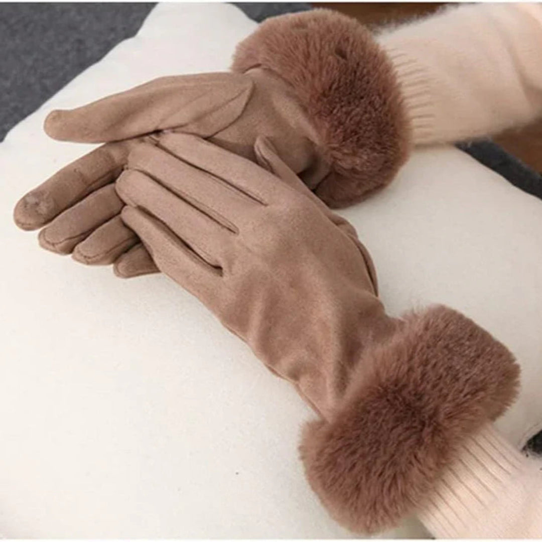Drune | Wildlederhandschuhe für Damen - Kunstpelzbesatz - Winter
