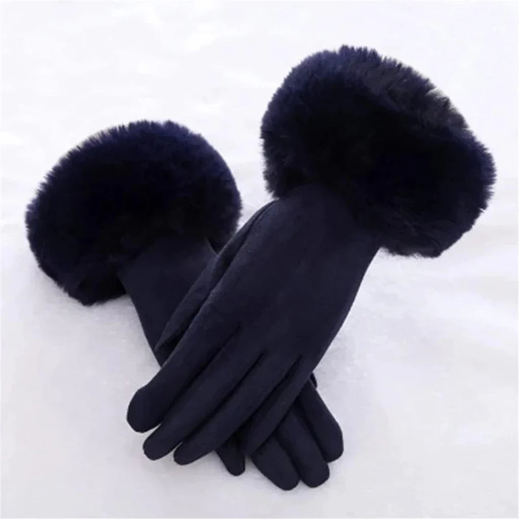 Drune | Wildlederhandschuhe für Frauen - Kunstfellbesatz - Winter