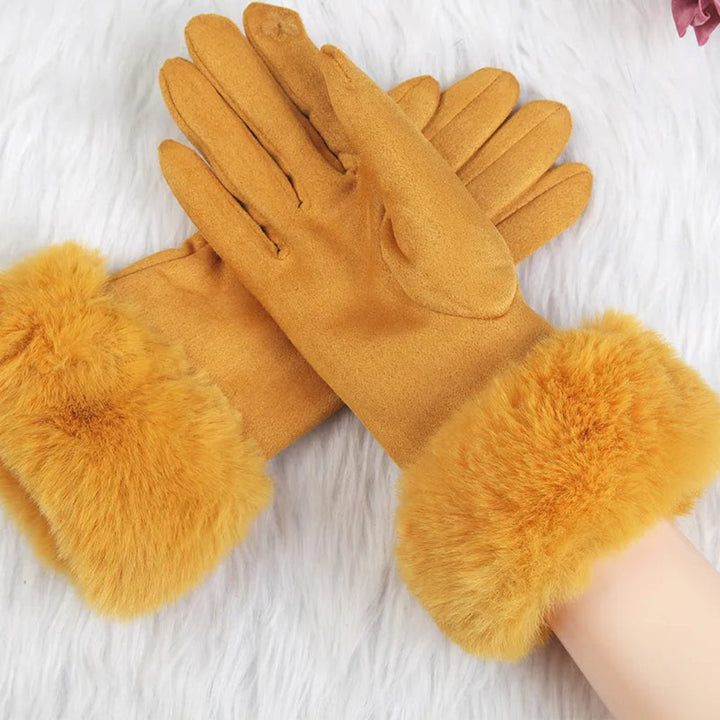 Drune | Wildlederhandschuhe für Damen - Kunstpelzbesatz - Winter