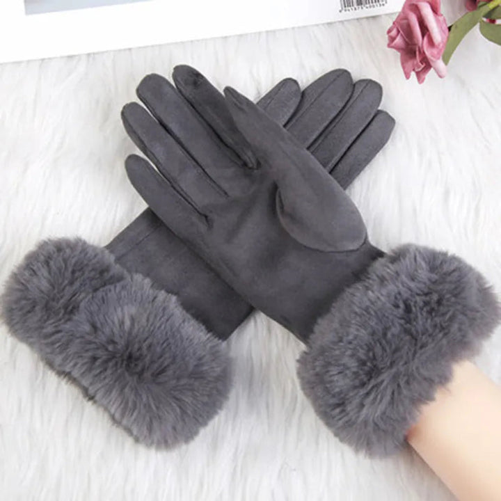 Drune | Wildlederhandschuhe für Frauen - Kunstfellbesatz - Winter