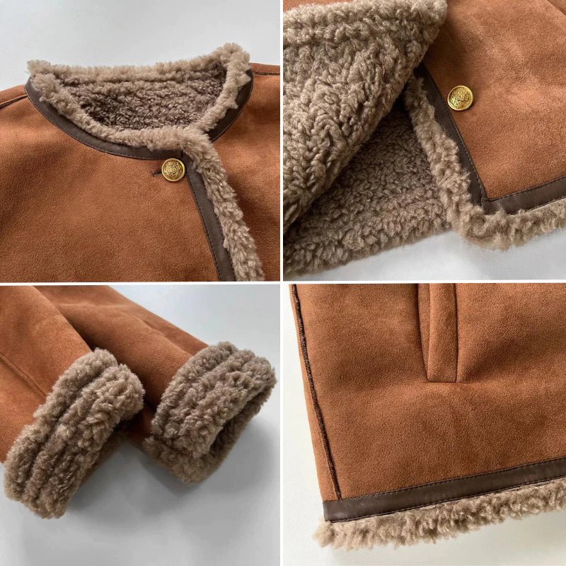 Drune | Jacke Fleece Gefüttert Faux Wildleder Jacke mit Sherpa Winterjacke für Damen