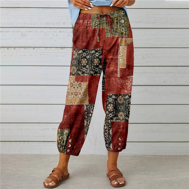 Drune - Sommerhose mit elastischer Taille und Druckmuster