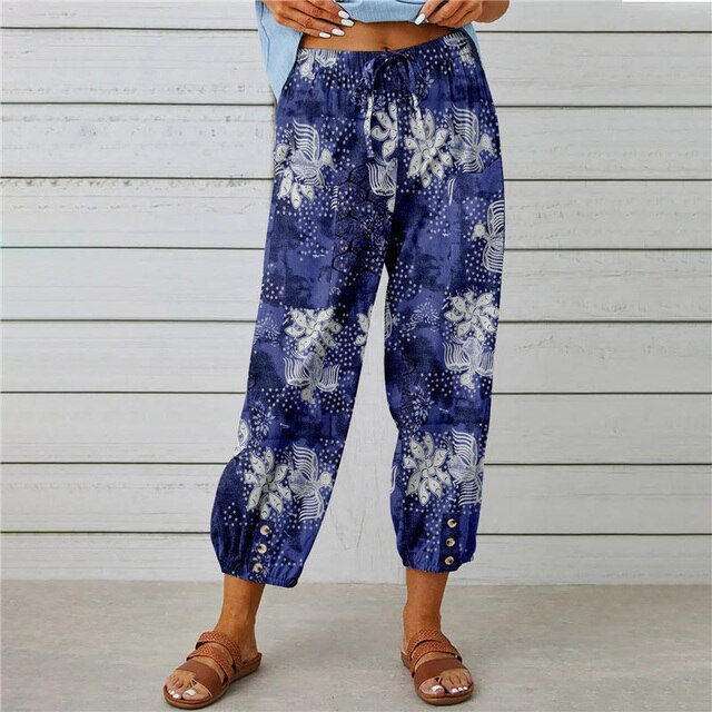 Drune - Sommerhose mit elastischer Taille und Druckmuster