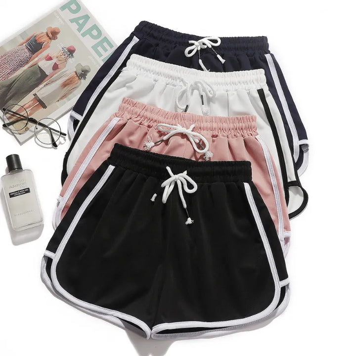 Damen Streifenshorts mit atmungsaktivem, elastischem Bund