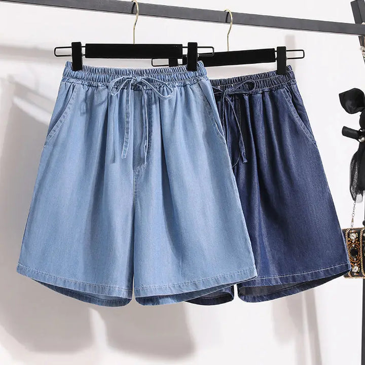 Drune | Jeansshorts Mit Weitem Bein Und Elastischem Bund