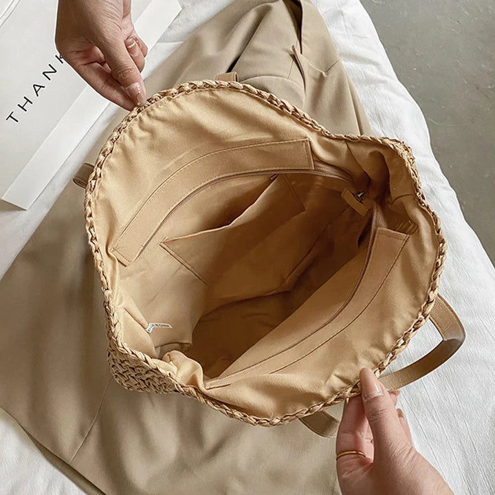 Drune – Runde Umhängetasche aus Stroh für Damen