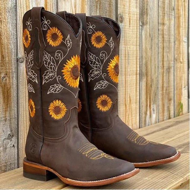 Drune | Sonnenblumen Design Stiefel für Frauen - Knöchelhöhe mit
