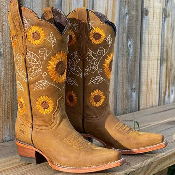 Drune | Sonnenblumen Design Stiefel für Frauen - Knöchelhöhe mit
