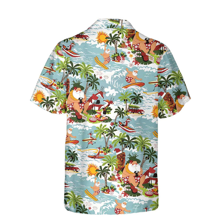 Drune | Surfing Santa Weihnachts-Hawaiian-Shirt, Lustiges Weihnachtsmann-Shirt, Bestes Geschenk für Weihnachten