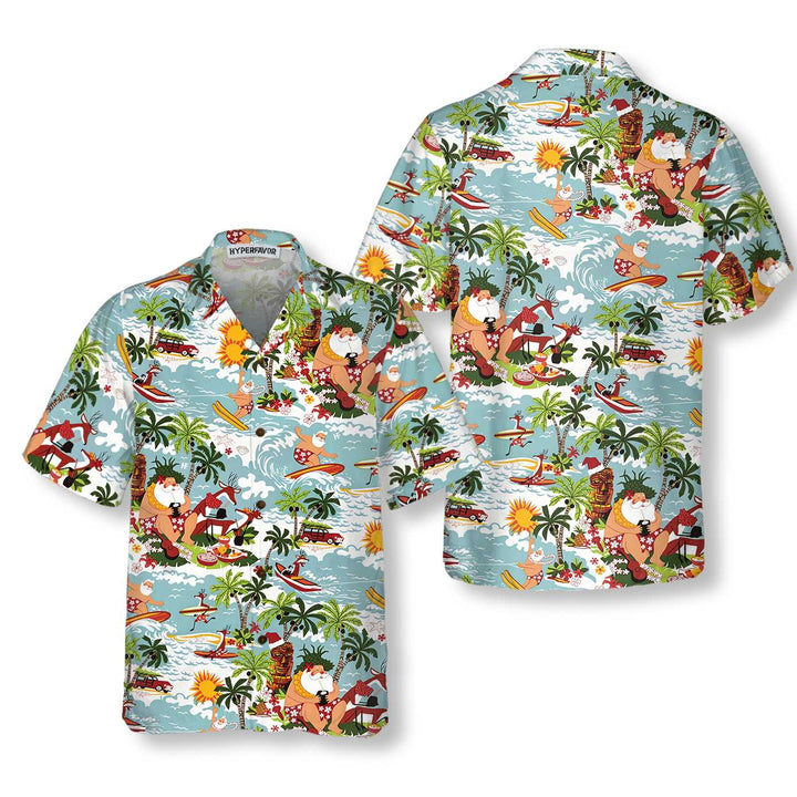Drune | Surfing Santa Weihnachts-Hawaiian-Shirt, Lustiges Weihnachtsmann-Shirt, Bestes Geschenk für Weihnachten