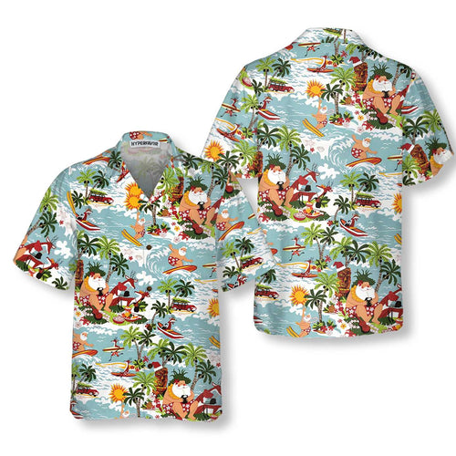 Drune | Surfing Santa Weihnachts-Hawaiian-Shirt, Lustiges Weihnachtsmann-Shirt, Bestes Geschenk für Weihnachten