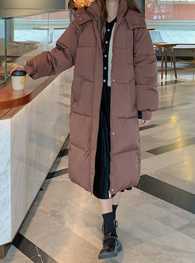 Drune | Lange Pufferjacke Wasserabweisend Gep Quiltetes Design Kapuze Warm Und Bequem