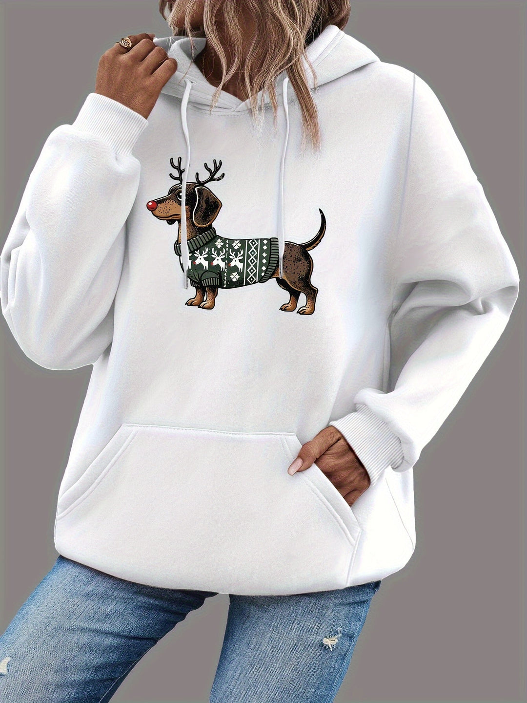 Drune | Dackeldruck Hoodie für Damen