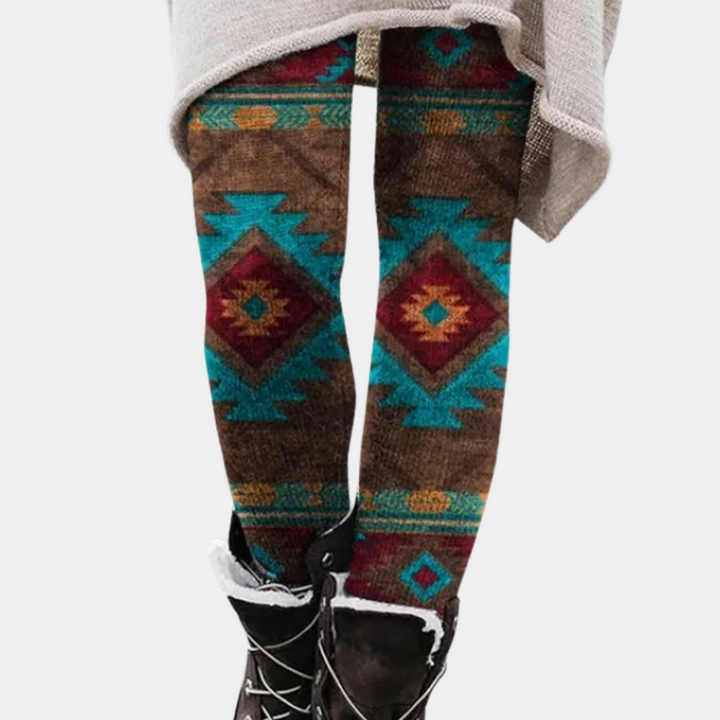 Drune | Leggings Enganliegend Weicher und Atmungsaktiver Strick Geometrisches Muster Vollständig Länglich