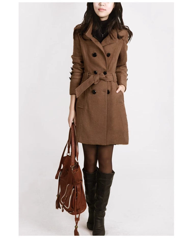 Drune | Trenchcoat - Wollmix - Doppelreiher - Mit Gürtel - Eleganter langer Mantel