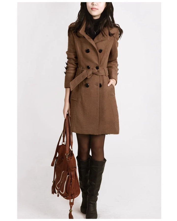 Drune | Trenchcoat - Wollmix - Doppelreiher - Mit Gürtel - Eleganter langer Mantel