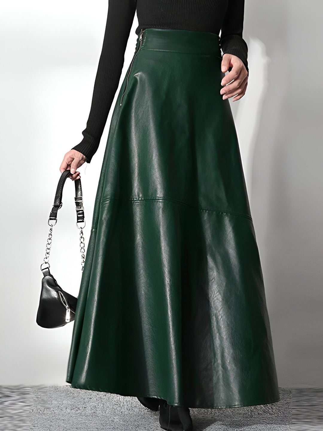 Drune | Eleganter PU-Leder Maxi-Rock