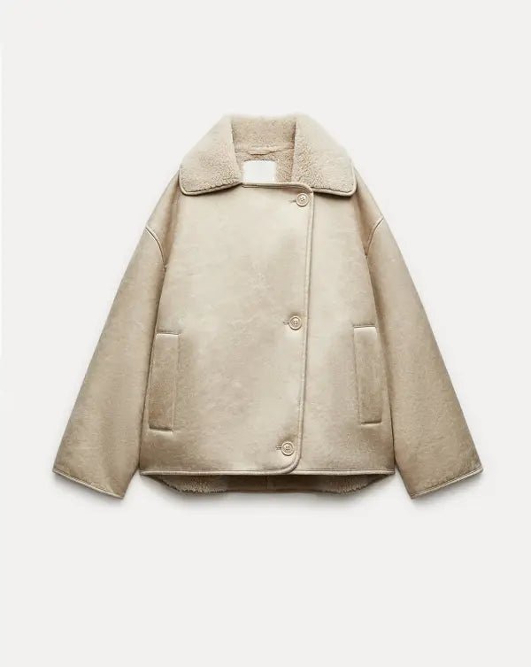 Drune | Faux Shearling Jacke - Warm & Stilvoll - Lederlook - Winter-Essential