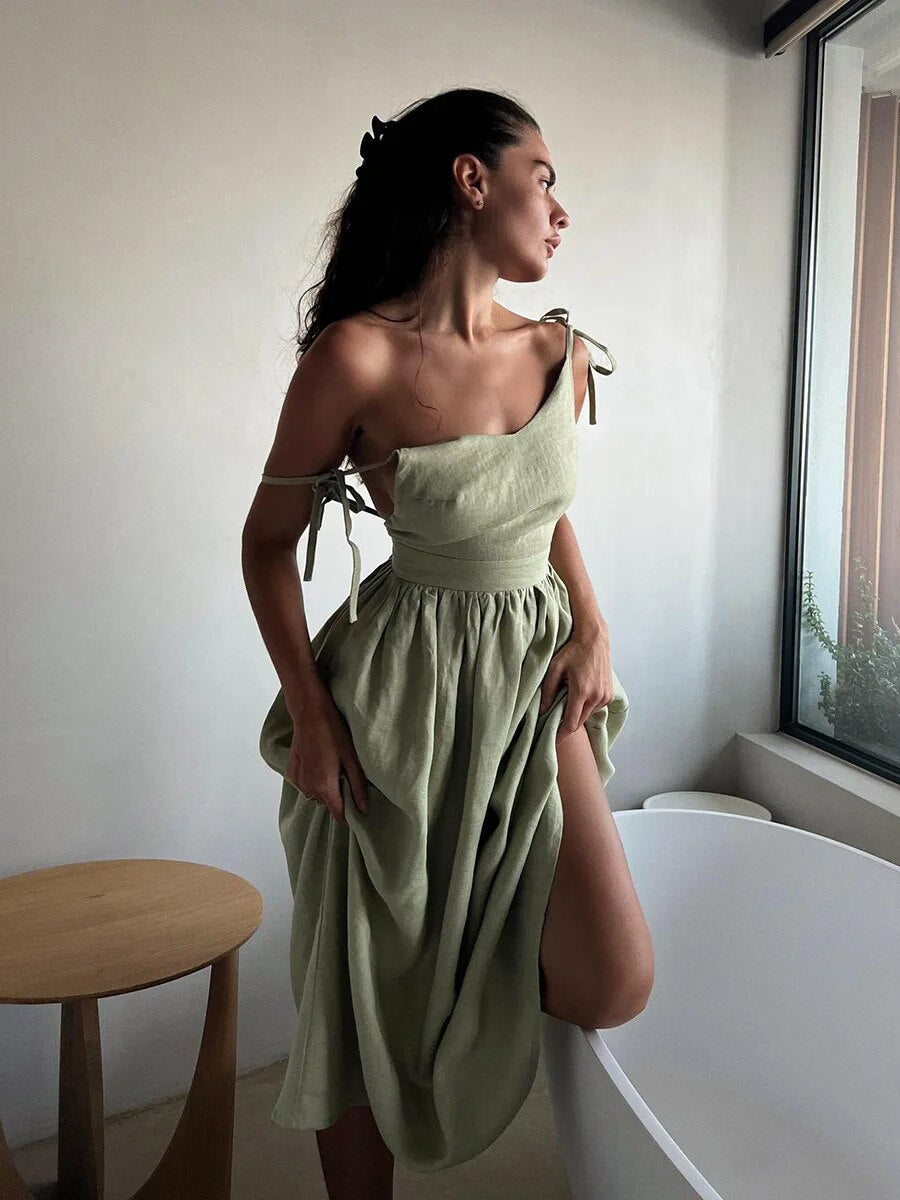 Drune | Vintage Leinen Strandkleid