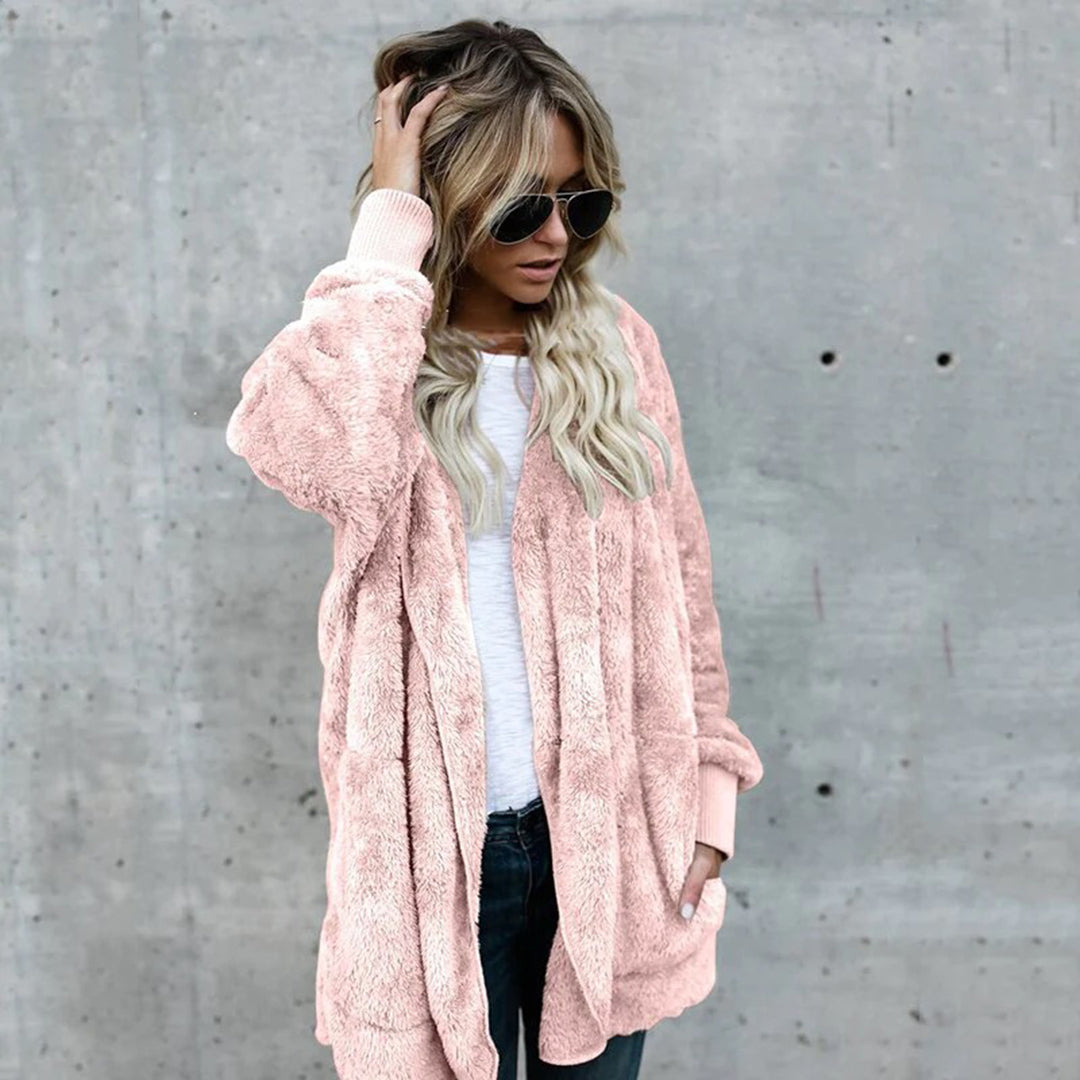 Drune | Damen Elegante Lange Cardigan mit Langen Ärmeln Aus Fleece