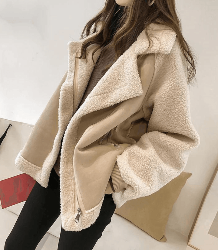 Drune | und kuschelige Damenjacke mit Fellimitat