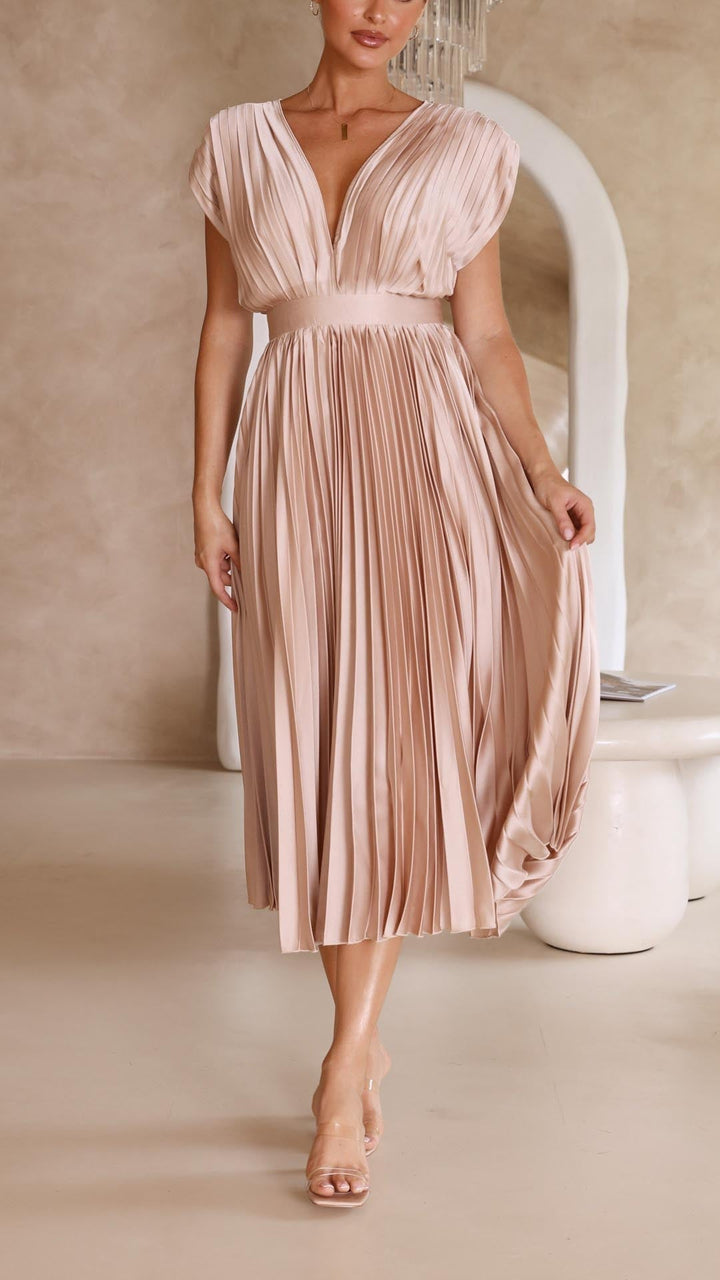 Drune | Elektrisch Plissiertes, Elegantes Ärmelloses Kleid