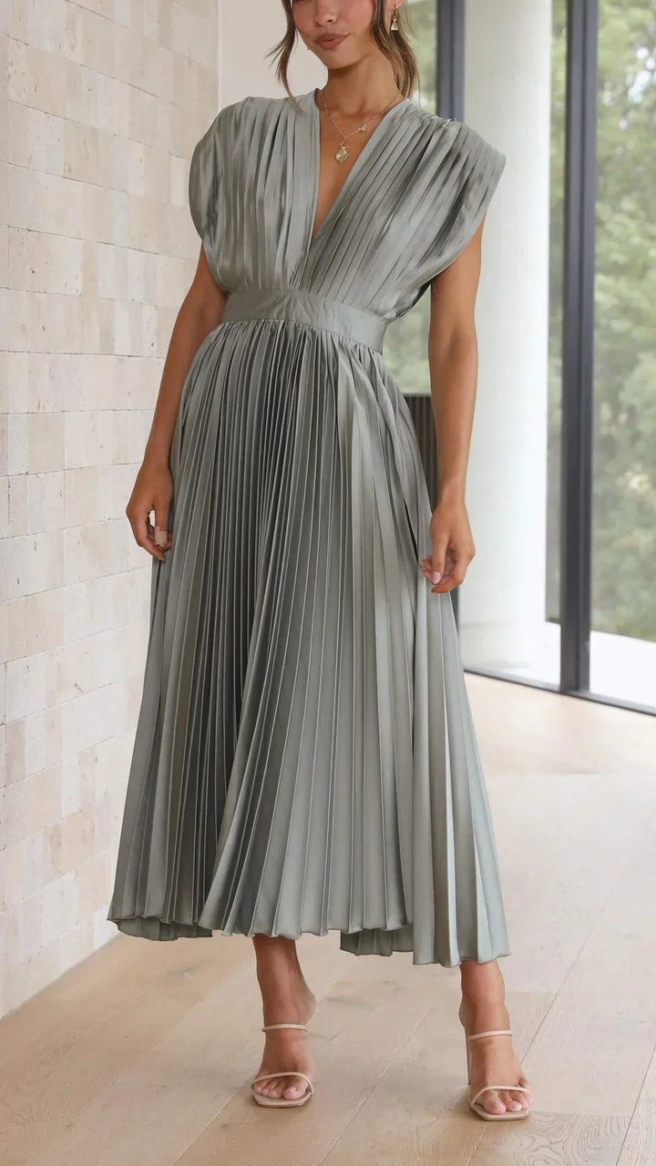 Drune | Elektrisch Plissiertes, Elegantes Ärmelloses Kleid