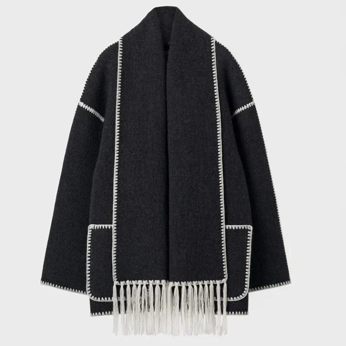 Drune | schal jacke aus wollmischgewebe
