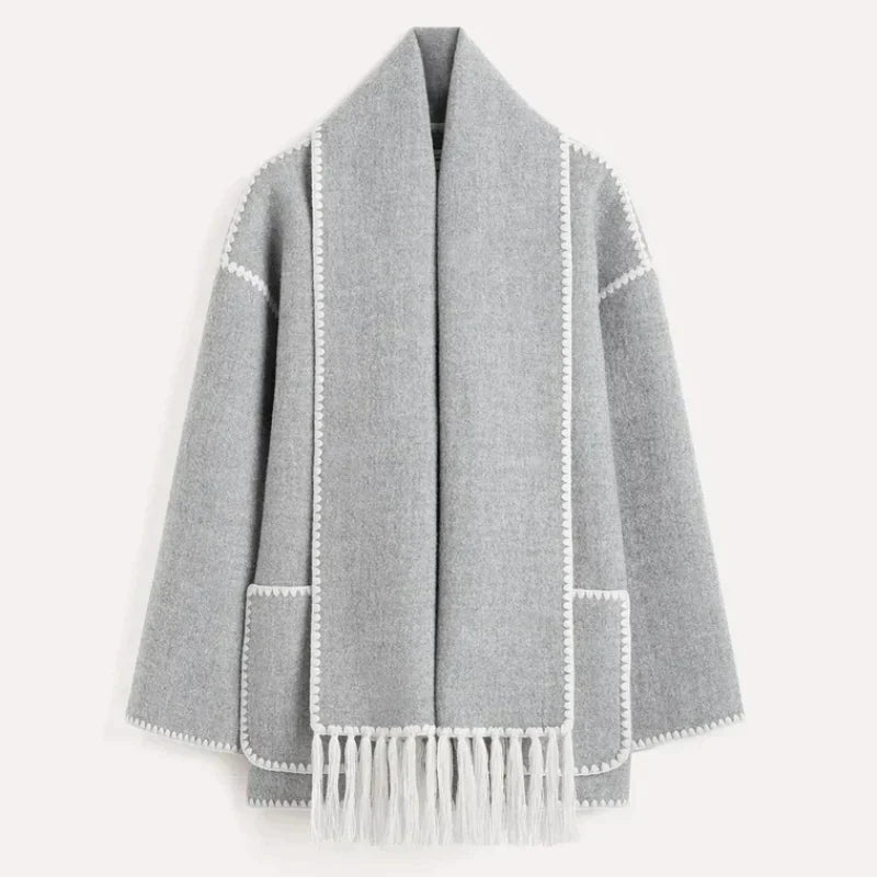 Drune | Damen Wickeljacke mit Drapiertem Vorderteil