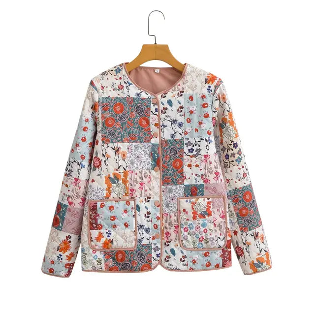 Drune | Blumen Patchwork Jacke Polyester Bunt, Gemütlich