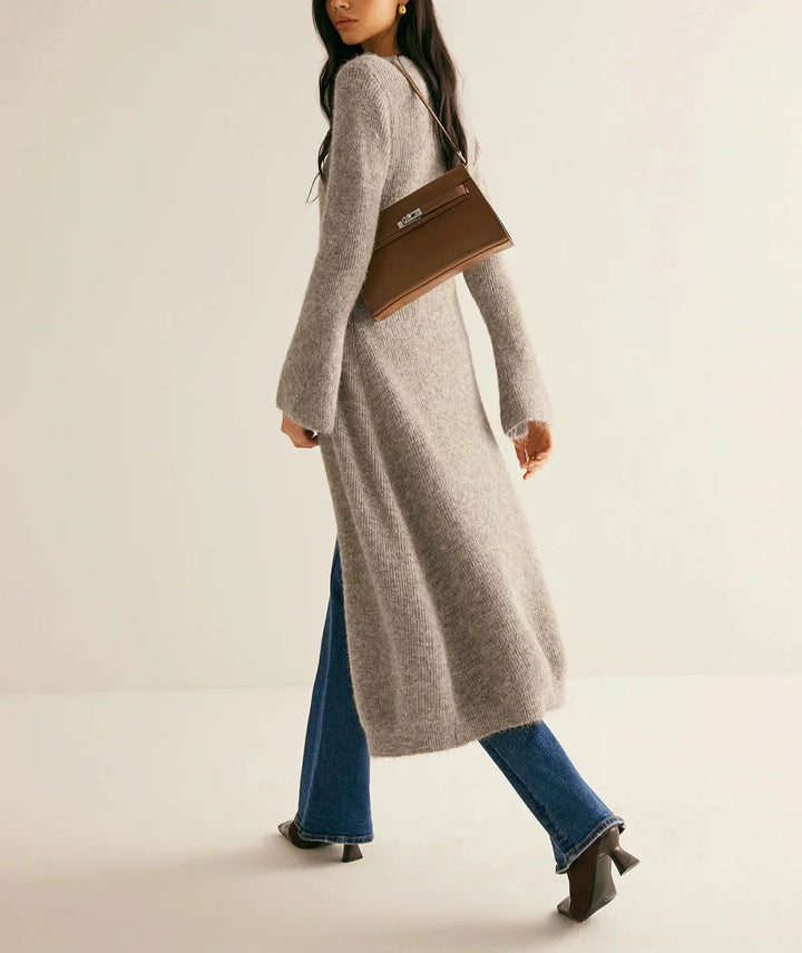 Drune | Lange Strickjacke mit Knöpfen V-ausschnitt Elegant und Komfortabel