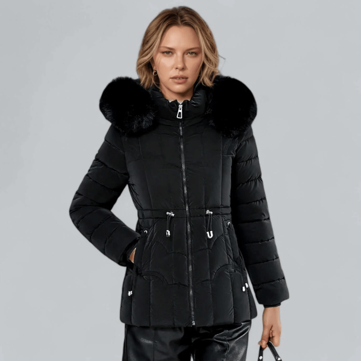 Drune | Maßgeschneiderter Passform Stepp Parka Mantel mit Faux Fur Kapuze