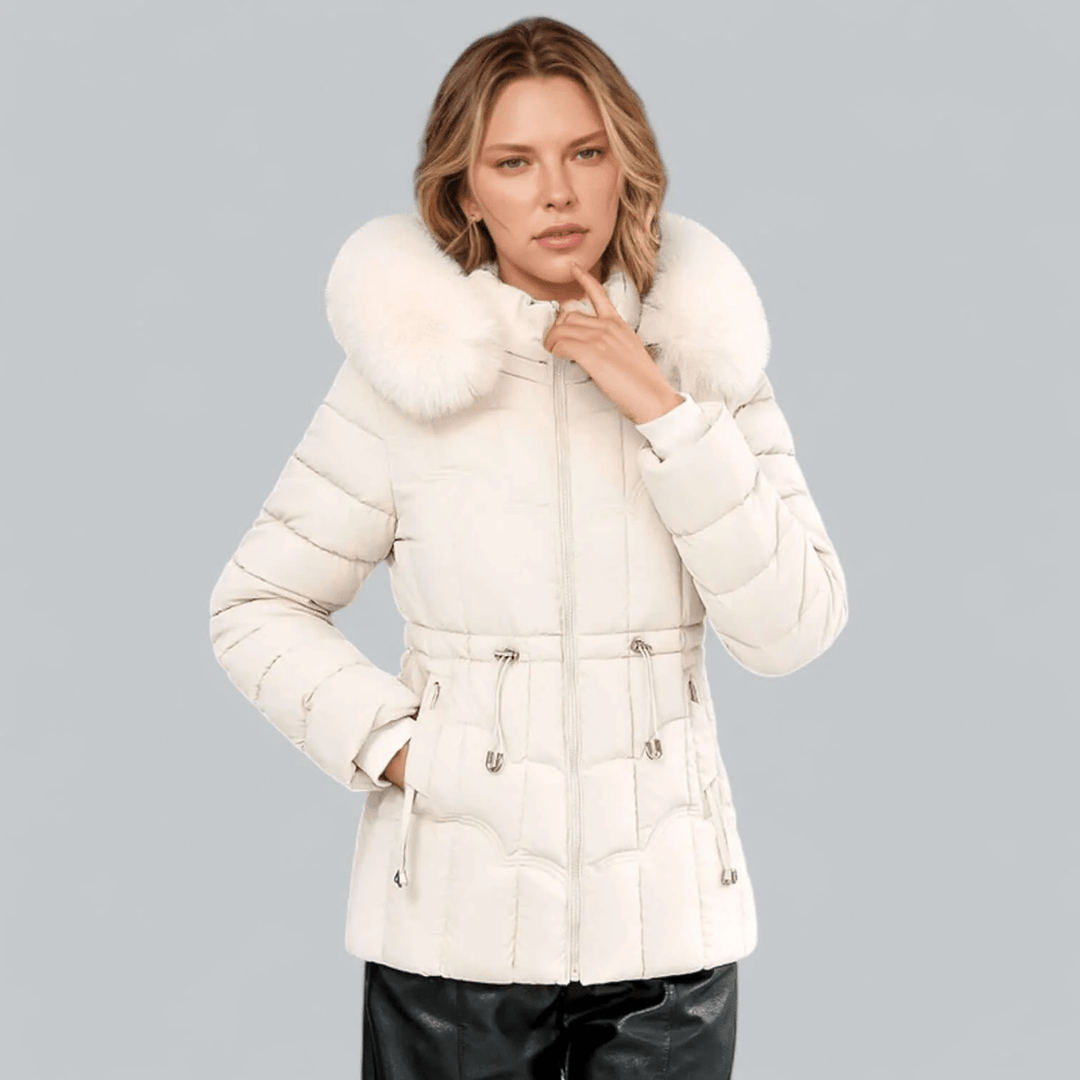 Drune | Maßgeschneiderter Passform Stepp Parka Mantel mit Faux Fur Kapuze