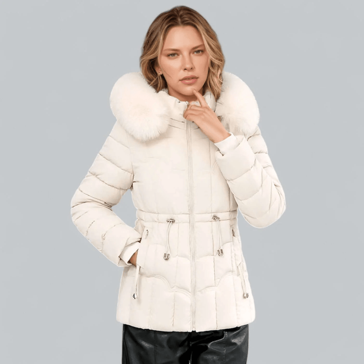 Drune | Maßgeschneiderter Passform Stepp Parka Mantel mit Faux Fur Kapuze