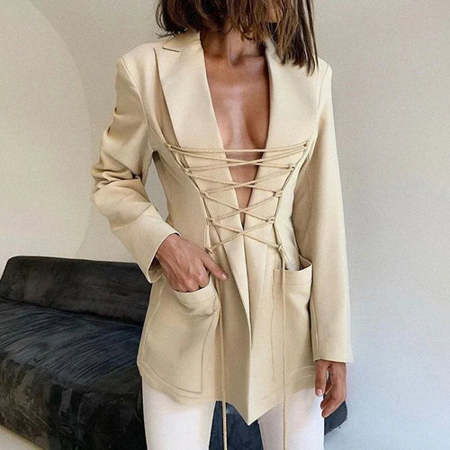Drune | Blazer mit Schnürung, Armtaschen, Feiner Mantel