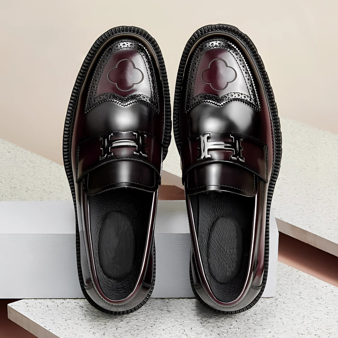 Herren Loafer Leder Burgunder Dicke Sohle Designer