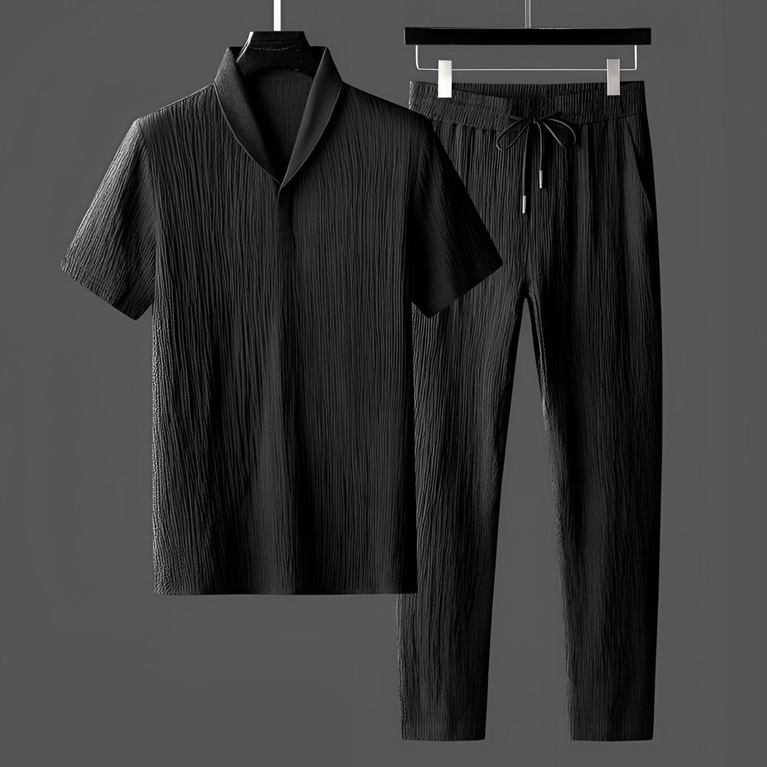 Herren Pyjama Set Baumwolle Designer Schwarz-Weiß